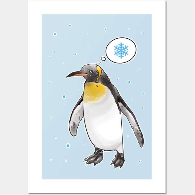 King penguin thinking about snow Wall Art by weilertsen